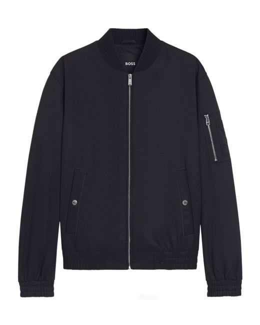 Boss Blue Zip-Up Bomber Jacket for men