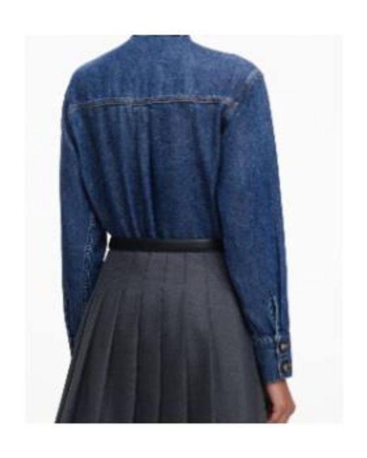 Self-Portrait Blue Pussy-Bow Buttoned Shirt