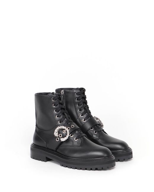 Jimmy Choo Black Cora Crystal-Embellished Ankle Boots