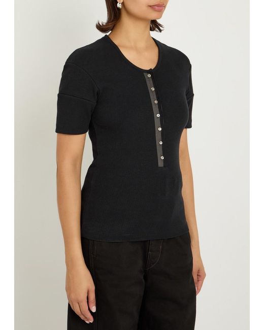 Lemaire Black Ribbed Cotton-Blend Top