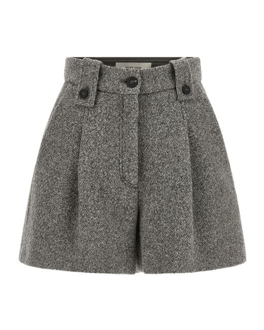 Golden Goose Deluxe Brand Gray Tweed-Effect Pleated Shorts