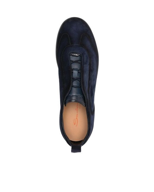 Santoni Blue Lume Lace-Up Sneakers for men