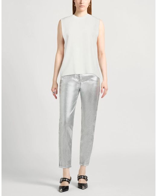 Saint Laurent White Solid Color Sleeveless Top
