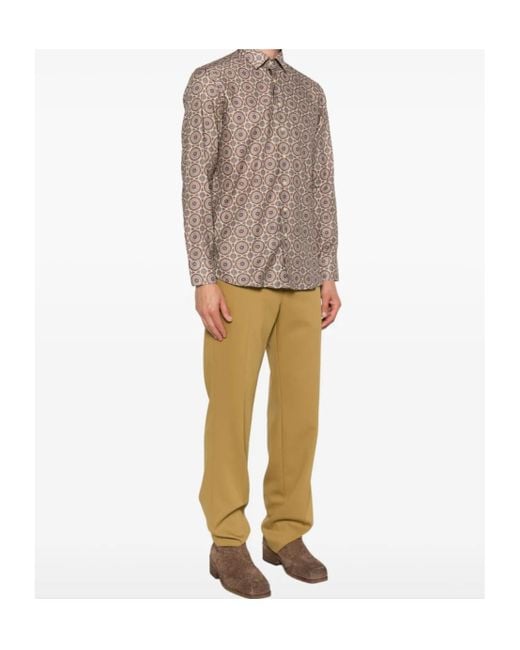 Etro Brown Graphic-Print Shirt for men
