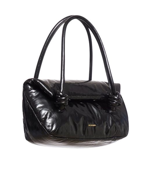 Jil Sander Black Logo Printed Shoulder Bag