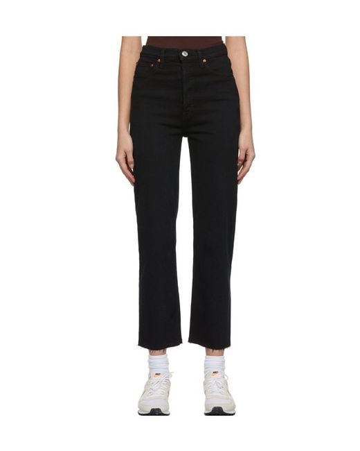 Re/done Black High-Rise Straight-Leg Jeans