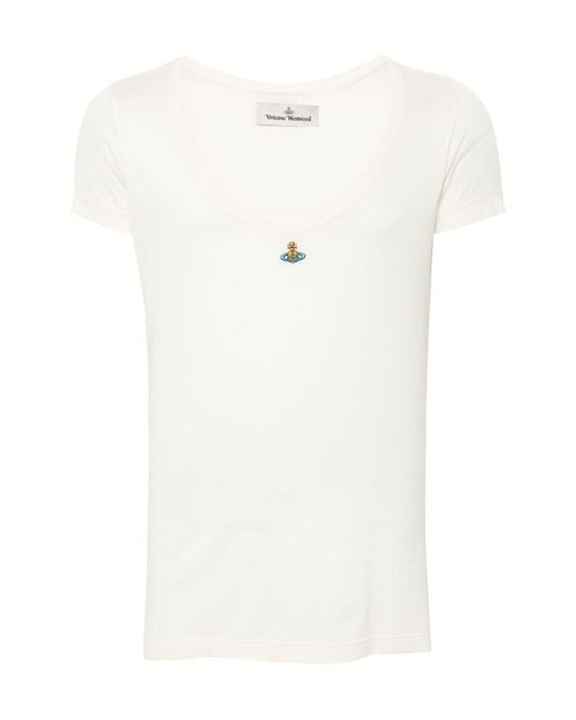 Vivienne Westwood White Lollo Orb Logo T-Shirt