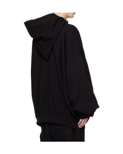 Rick Owens Black Temple Mountain Hun Slanted Zipper Hoodie for men