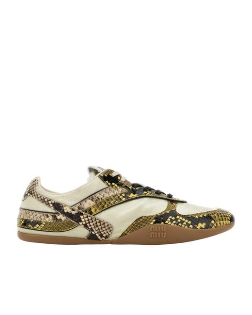 Miu Miu Green Gymnasium Lace-Up Sneakers