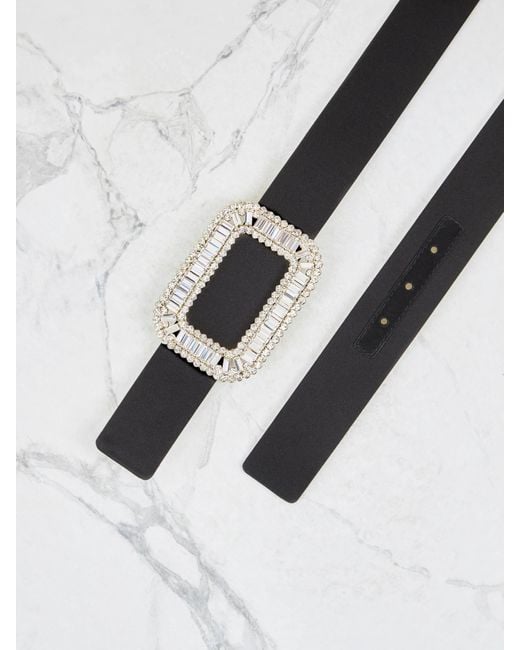 Roger Vivier Black Pilgrim Satin Belt