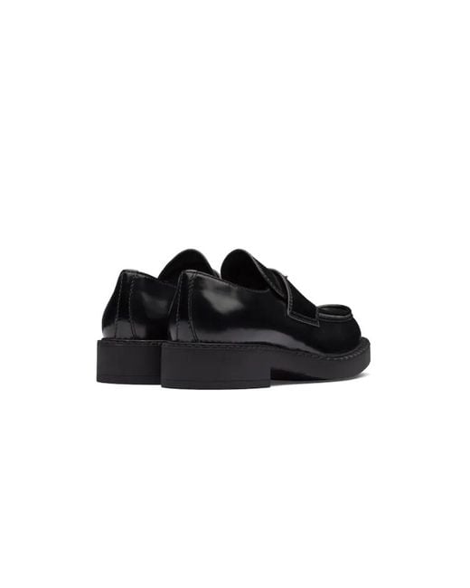 Prada Black Chocolate Brushed Leather Loafers for men