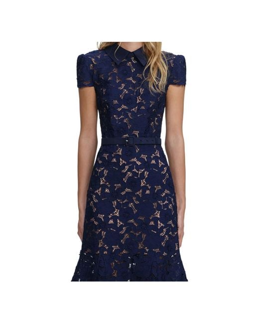 Self-Portrait Blue Guipure Lace Midi Dress