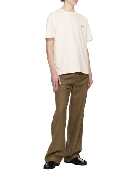 A.P.C. White Flocked Logo Crewneck T-Shirt for men