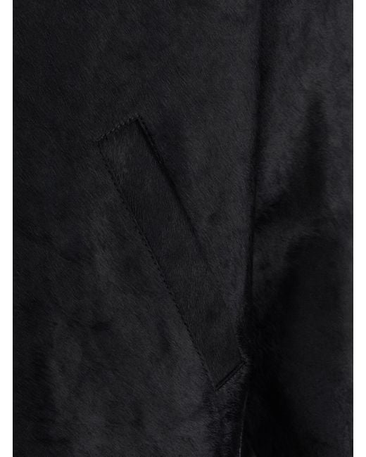 sunflower Black Wide-Collar Ponyskin Jacket for men