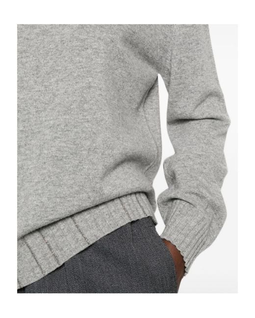 Fabiana Filippi Gray Bead-Embellished Ribbed-Trim Sweater