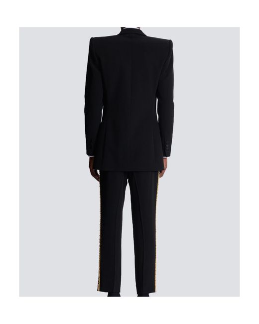 Balmain Black Leaf Embroidery Blazer for men