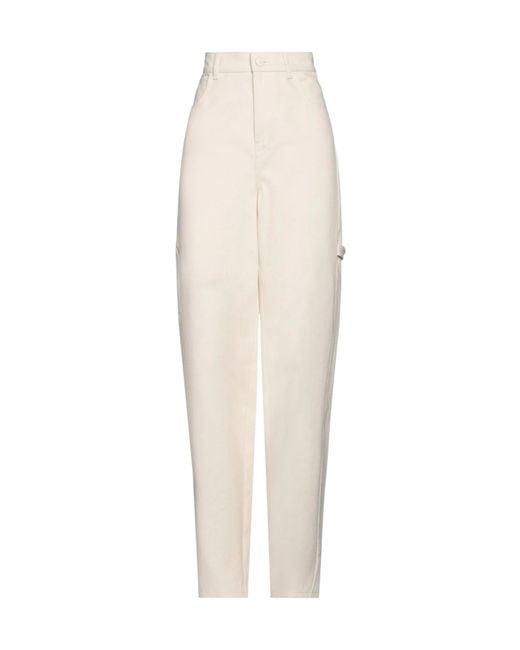 Max Mara White Solid-Colored Wide-Leg Pants
