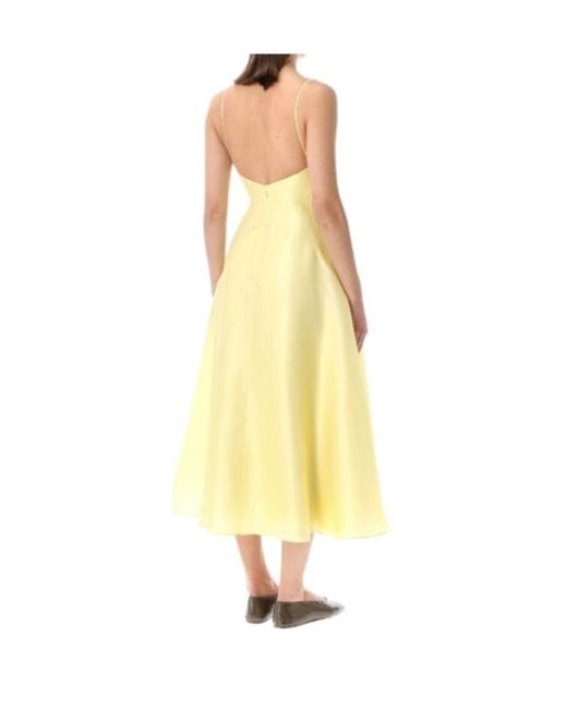 Alberta Ferretti Yellow Silk Organza Midi Dress