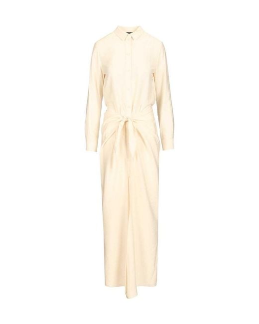 Emporio Armani Natural Tie-Front Shirt Dress
