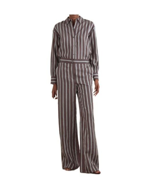 Veronica Beard Purple High-Waisted Striped Pants