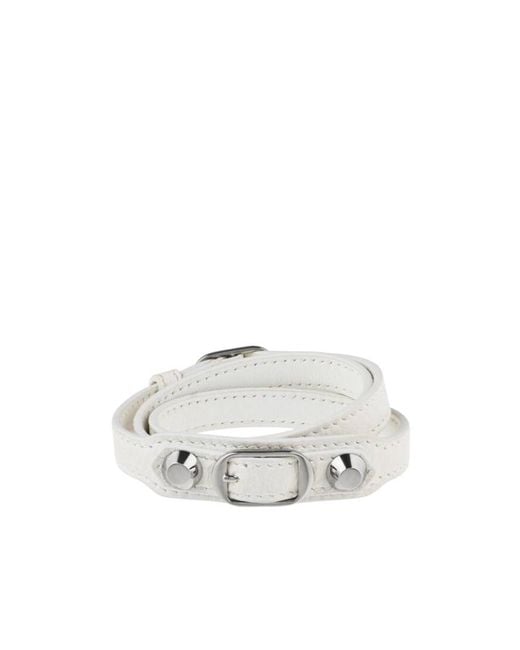 Balenciaga White Double-Wrap Buckle Bracelet