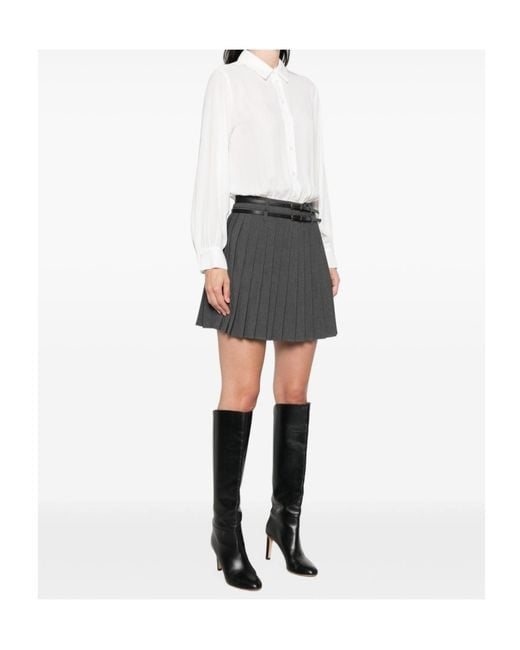 Liu Jo White Belted Pleated Midi Dresse