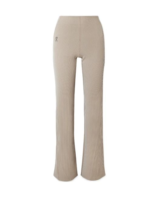 On Shoes Gray All-Day Striped Ribbed Stretch Recycled-Jersey Flared Pants