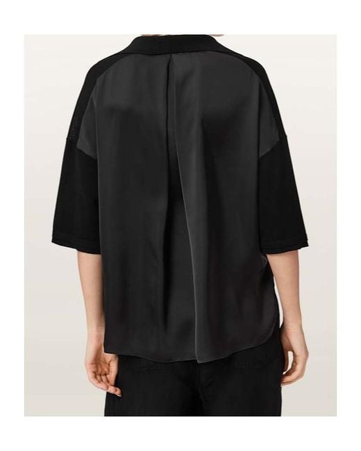 AllSaints Black Short-Sleeved Polo Shirt