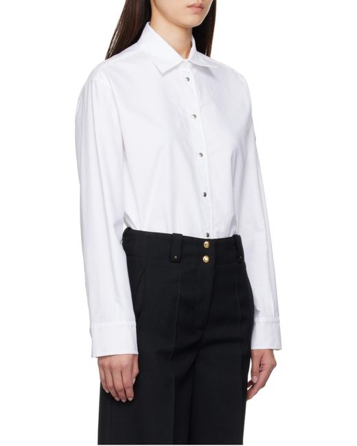 Moncler White Logo Patch Long Sleeved Shirt