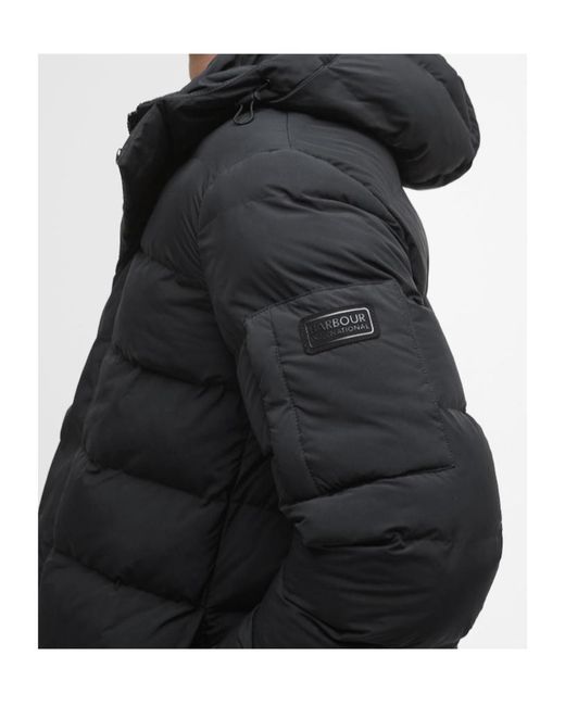Barbour Black Hooded Quilted Jacket for men