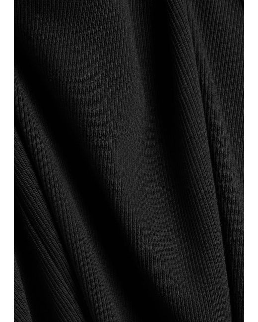 Vince Black Ribbed Cotton-Blend Tank