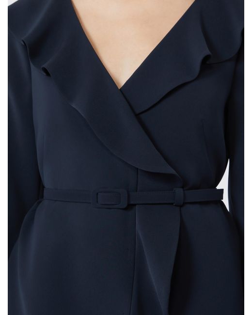 Max Mara Blue Cady Jacket With Ruffle