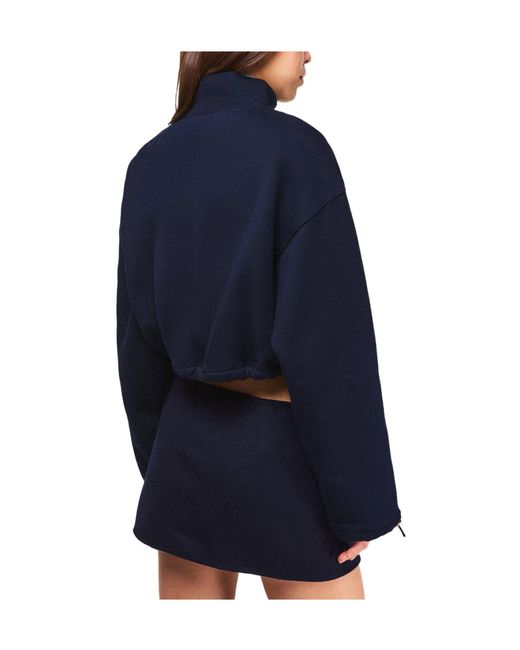 Miu Miu Blue Cropped Zip-Up Fleece Jacket