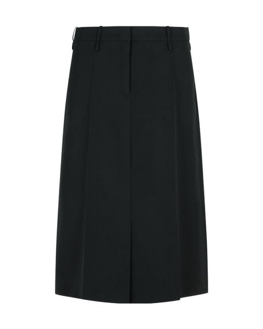 Jil Sander Black Pleated A-Line Skirt