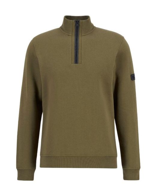 Barbour Green Long-Sleeved Half-Zip Sweatshirt for men