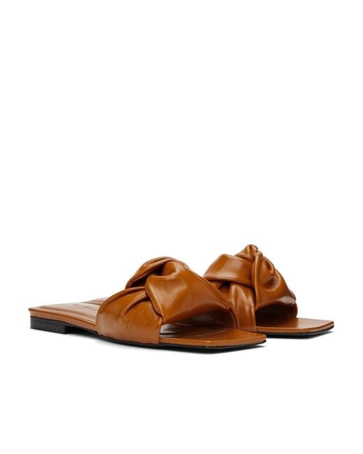 By Far Brown Lima Knot-Detailed Slip-On Sandals