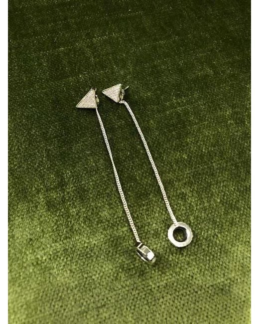 Prada White Crystal Logo Jewels Airpods's Pendant Earrings
