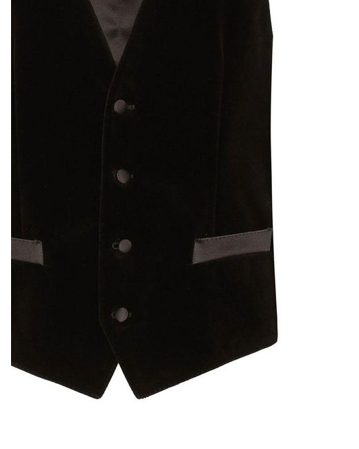 Dolce & Gabbana Black Buttoned Sleeveless Jacket for men