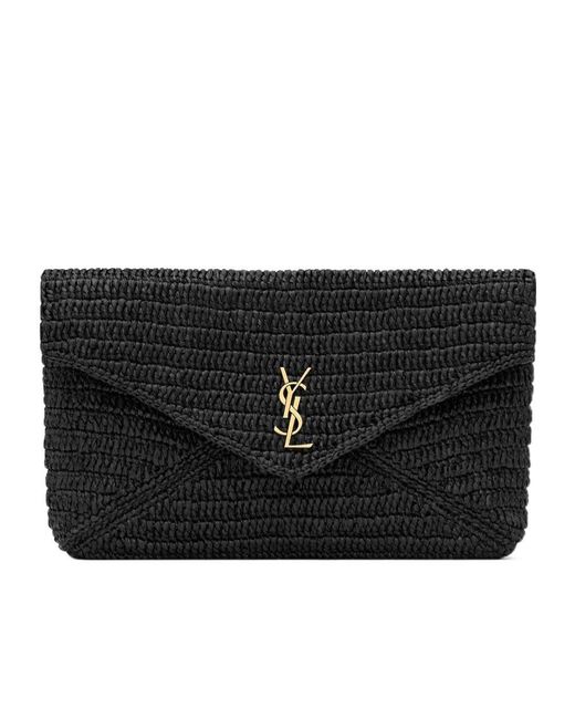 Saint Laurent Black Cassandre Large Envelope Pouch