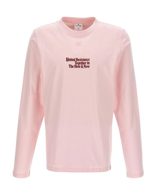 Courreges Pink Logo-Appliqué Jersey Sweatshirt for men