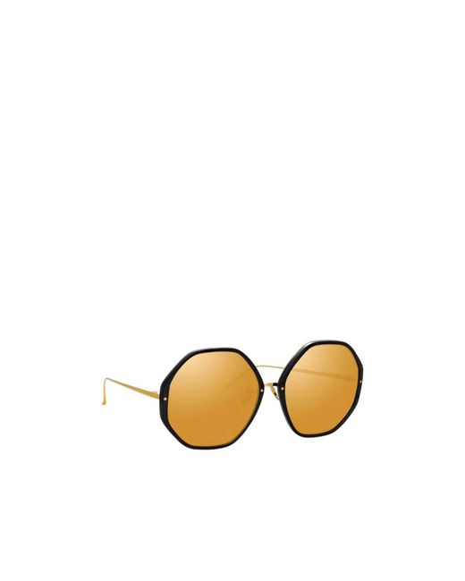 Linda Farrow Metallic Hexagonal Frame Sunglasses for men
