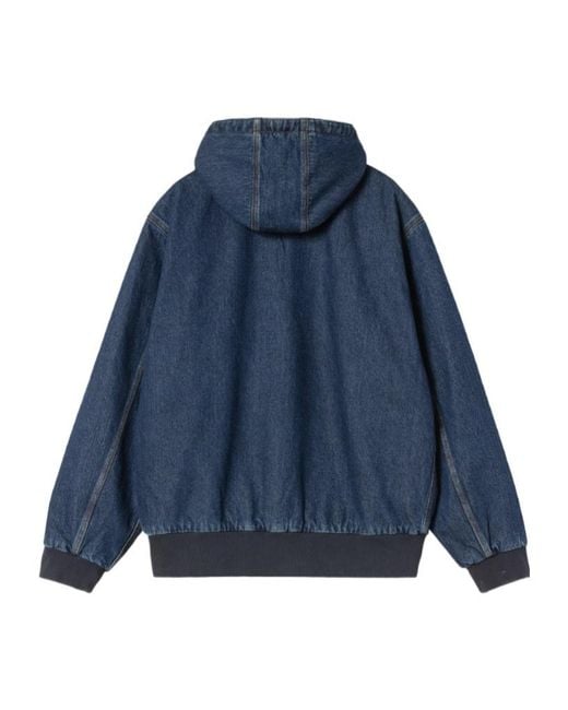 Carhartt Blue Logo Label Zipped Denim Jacket for men