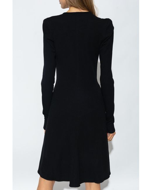 Isabel Marant Black Devane Gathered Asymmetric Knitted Dress