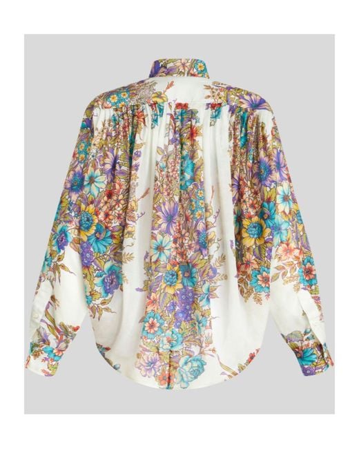 Etro White Floral Printed Long-Sleeved Blouse