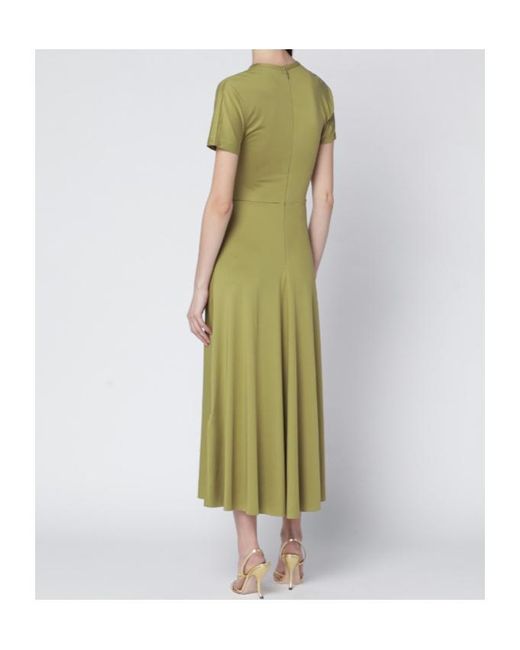 Victoria Beckham Green Gathered Waist Midi Dress With Knotted Detail