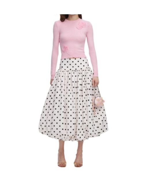 Self-Portrait White Polka-Dot Skirt