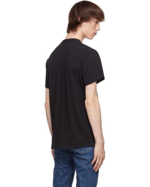 Rag & Bone Black Short-Sleeve Henley T-Shirt for men