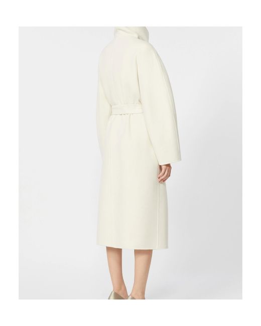 Max Mara White Cashmere Belted Coat
