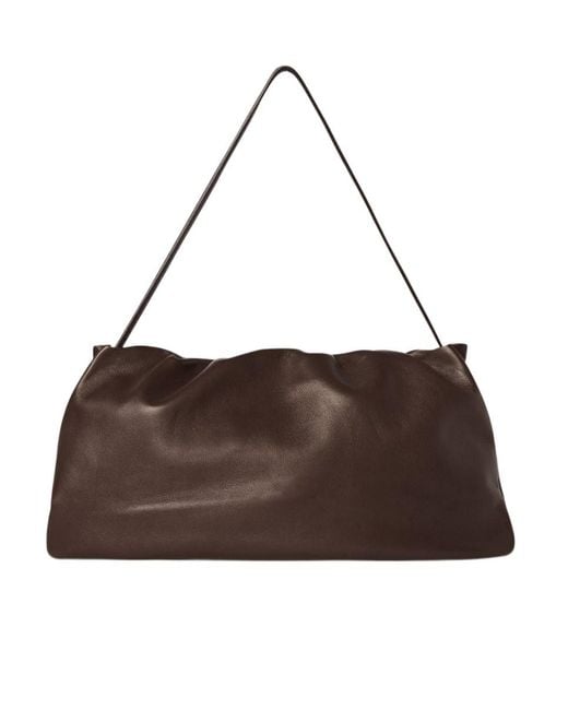 The Row Brown Gathered Leather Tote Bag