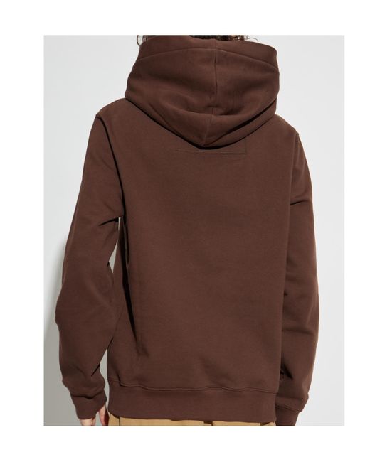 Lanvin Brown Logo-Embroidered Kangaroo Pocket Hoodie for men